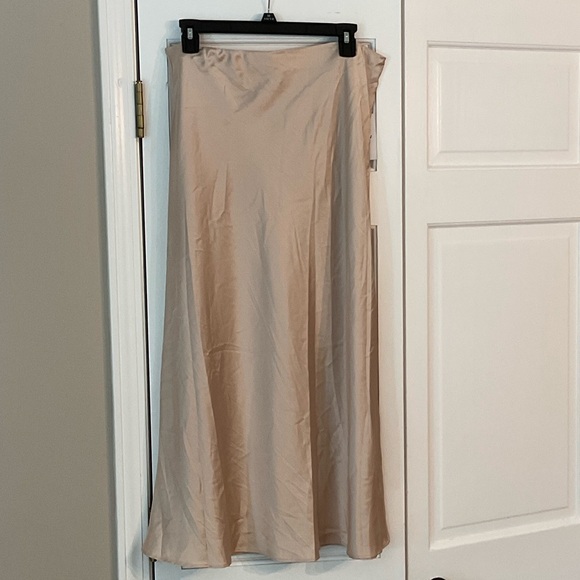 Chic Beige A-Line Women's Satin Skirt - Picture 1 of 1